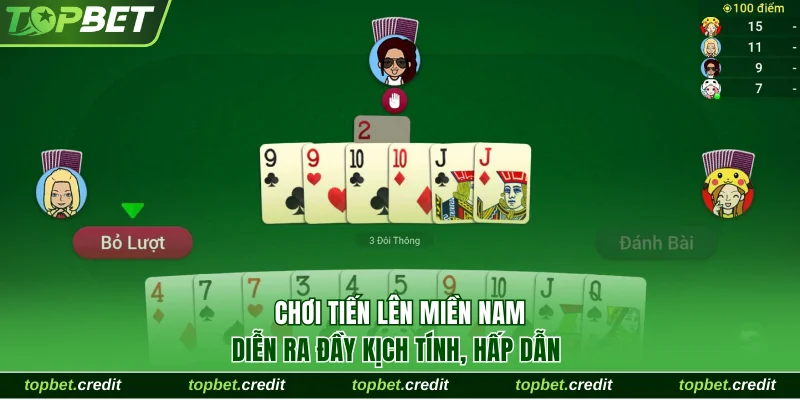 Game Bài 3 Chơi Tiến Lên Miền Nam diễn ra đầy kịch tính, hấp dẫn