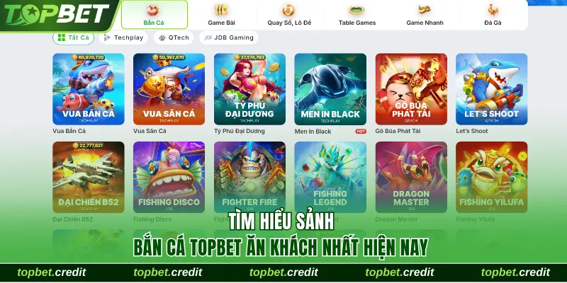 Bắn Cá 1 Tìm hiểu chi tiết sảnh bắn cá TopBet ăn khách
